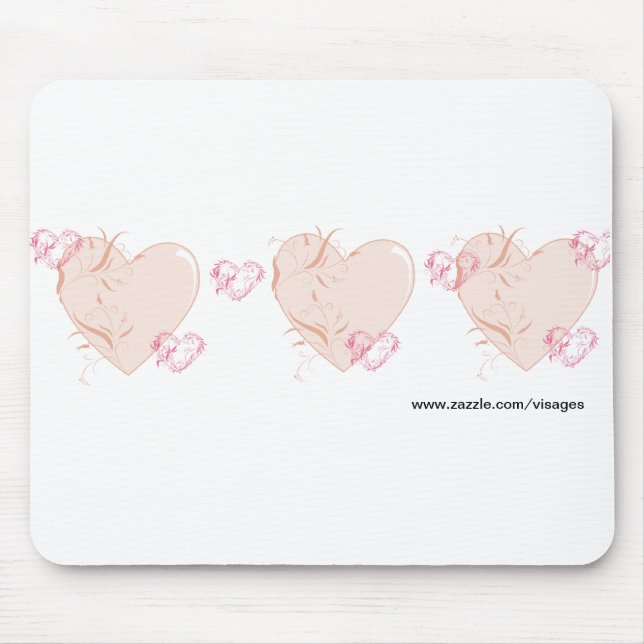Tapis De Souris Coeurs rose et rose (Devant)