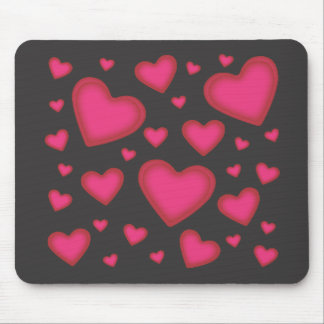 Tapis De Souris Coeurs roses de Valentine sur Mousepad noir