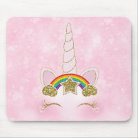Coeurs roses Rainbow Star Unicorn Horn Face