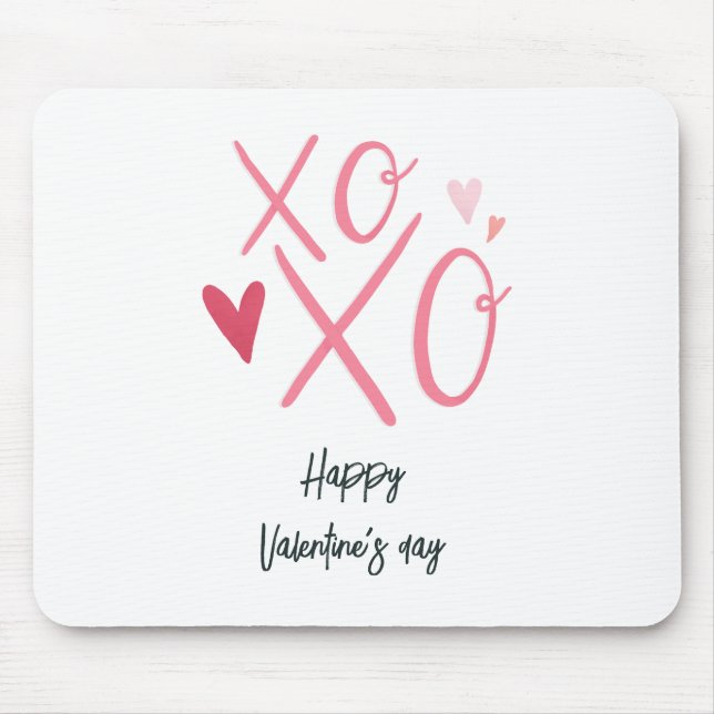Tapis De Souris Cœurs roses "XOXO"Joyeuse Saint-Valentin  (Devant)
