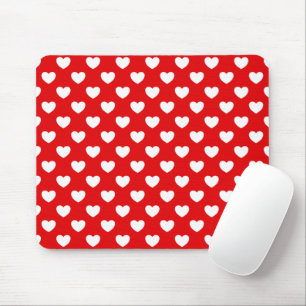 Tapis De Souris Coeurs Rouge Et Blanc Flashy Gras