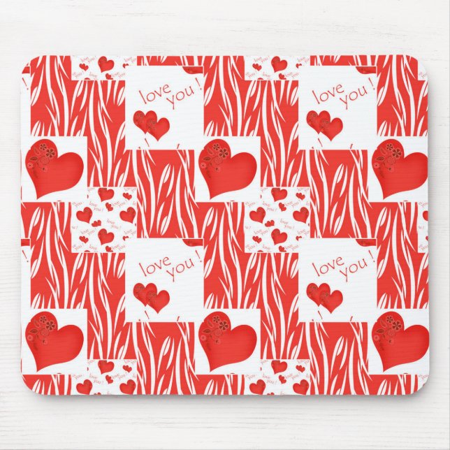 Tapis De Souris Coeurs rouges, amour. (Devant)