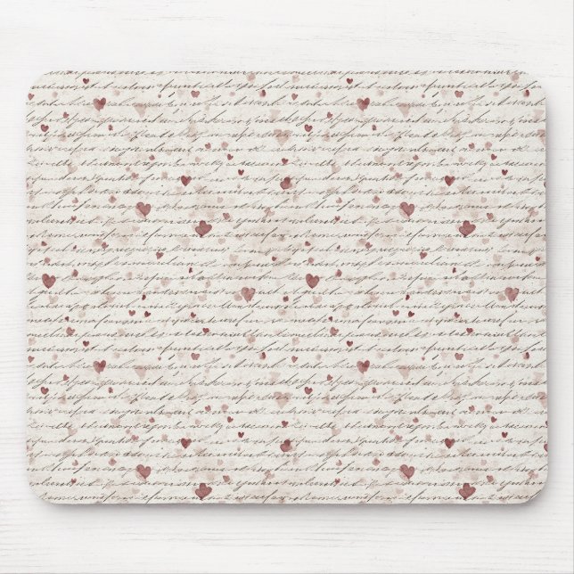 Tapis De Souris Cœurs Rouges Crème (Devant)