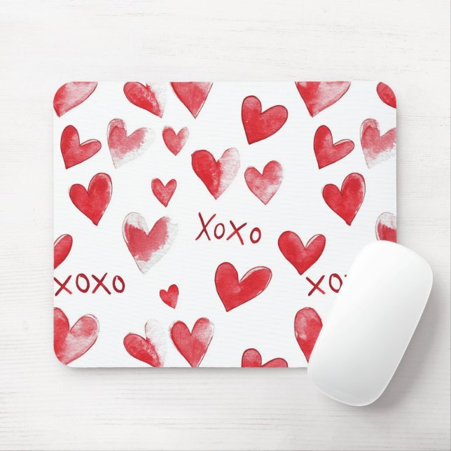 Tapis De Souris Coeurs rouges XOXO Love (Avec souris)