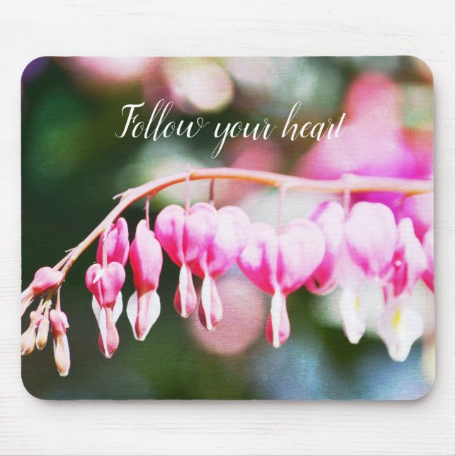 Tapis De Souris Coeurs saignants Fleurs rose florale photographie (Devant)