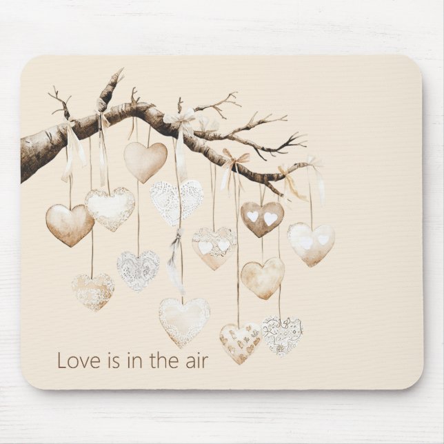 Tapis De Souris Cœurs sur Branche d'Arbre Amour (Devant)