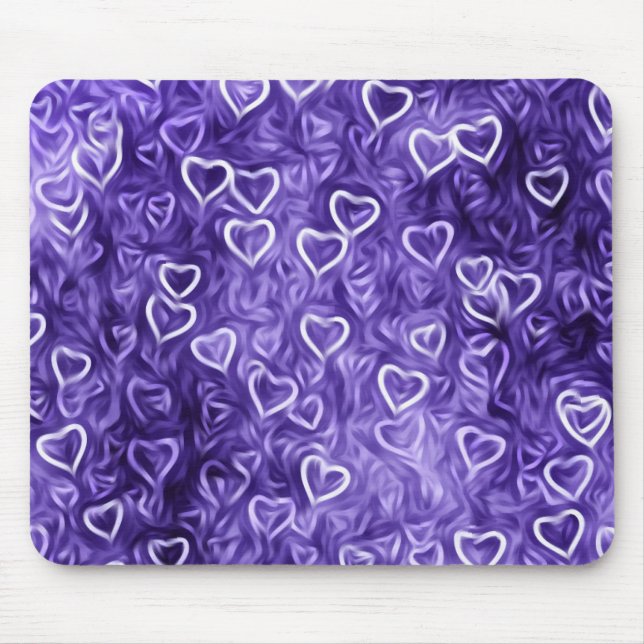 Tapis De Souris Coeurs tombants - Violet (Devant)