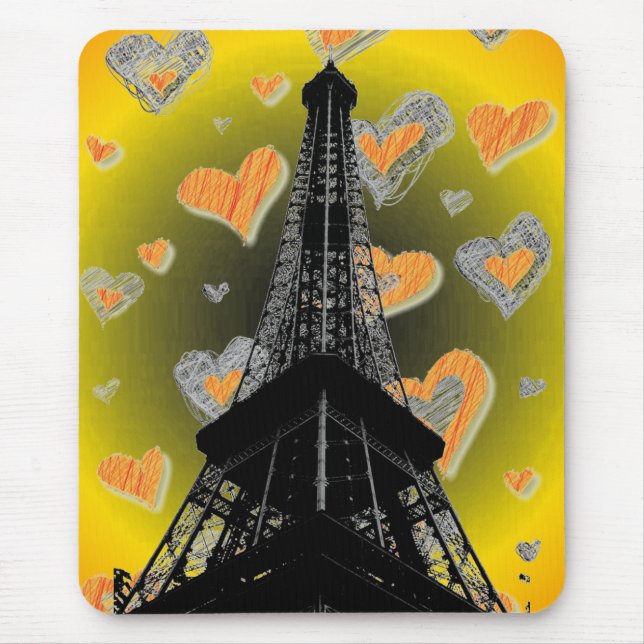 Tapis De Souris Coeurs tour Eifel Mousepad (Devant)
