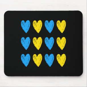 Tapis De Souris Cœurs Ukrainiens Soutien Ukraine Drapeau Bleu Jaun