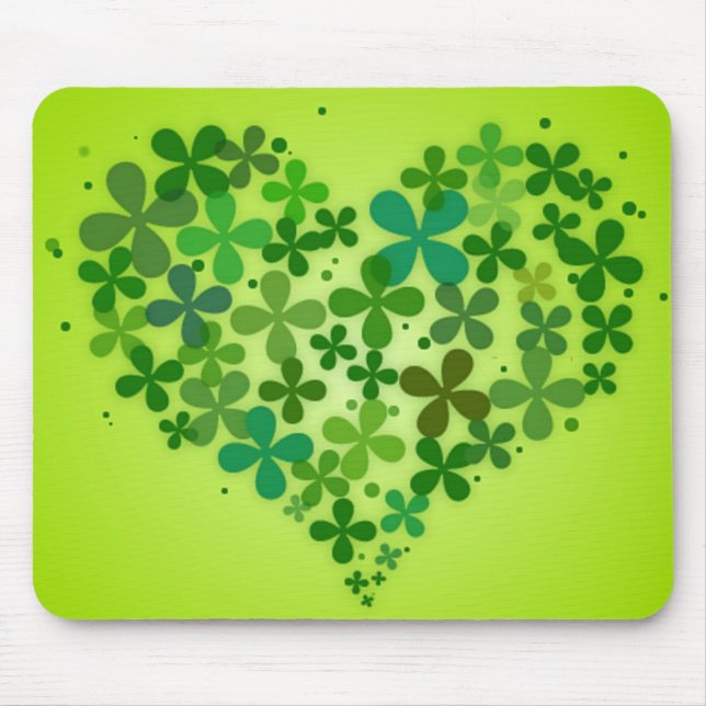 Tapis De Souris "Coeurs verts" Mousepad (Devant)