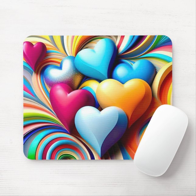 Tapis De Souris Coeurs vibrants (Avec souris)