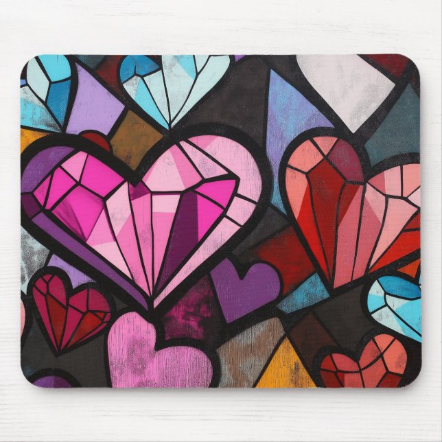 Tapis De Souris Coeurs vibrants en mosaïque (Devant)