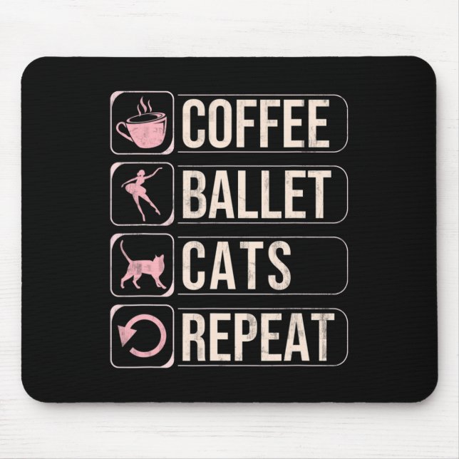 Tapis De Souris Coffee Ballet Chats Répéter Danseuse Dansante Drôl (Devant)