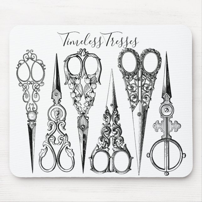 Tapis De Souris Coiffeur victorien ciseaux à coudre élégant (Devant)