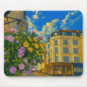 Tapis De Souris Coin florissant - Rue européenne dynamique