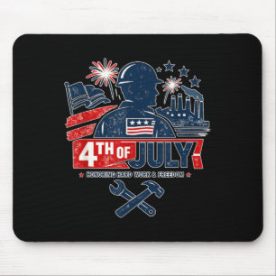 Tapis De Souris Col Bleu De Travailleur Américain Patriotique 4 Ju