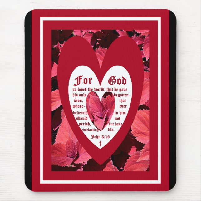 Tapis De Souris Coleus Gros plan avec John 3:16 (Devant)
