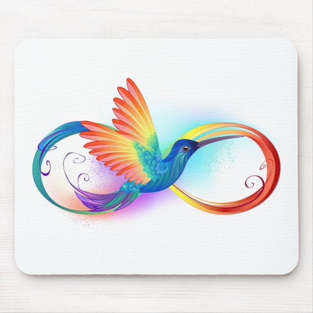 Tapis De Souris Colibri arc-en-ciel avec symbole Infinity (Devant)