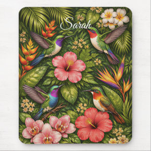 Tapis De Souris Colibri botanique tropical luxuriant Personnalisé
