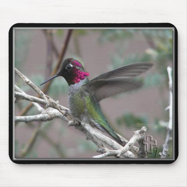 Tapis De Souris Colibri Dans Mon Jardin. (Devant)