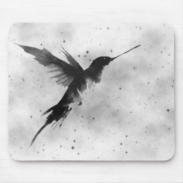 TAPIS DE SOURIS COLIBRI ET ÉTOILES NOIRES (Devant)