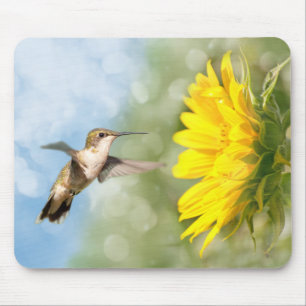Tapis De Souris Colibri et tournesol