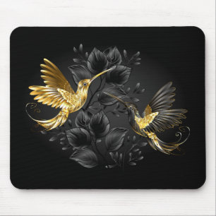 Tapis De Souris Colibri noir et or