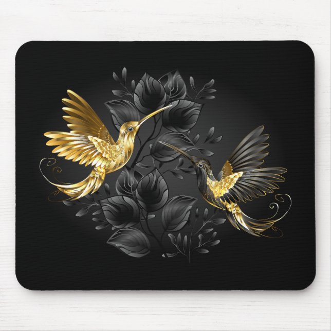 Tapis De Souris Colibri noir et or (Devant)