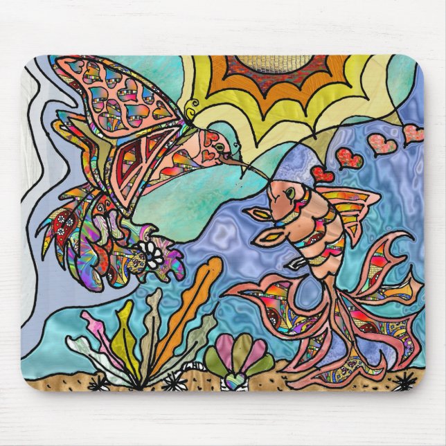 Tapis de souris Colibri Poisson rouge Reflet Fanta (Devant)