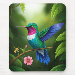Tapis De Souris Colibri vibrant parmi les feuilles