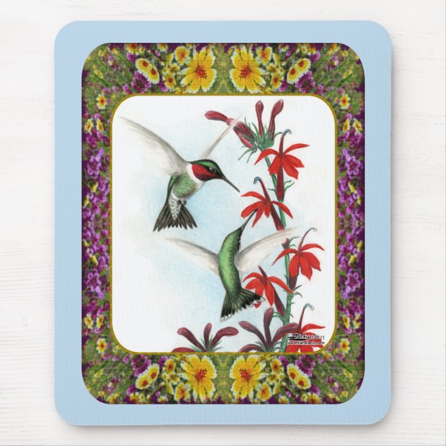 Tapis De Souris Colibris et Fleurs #5 (Devant)