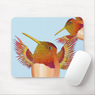 Tapis De Souris Colibris roux sur une plaque de souris