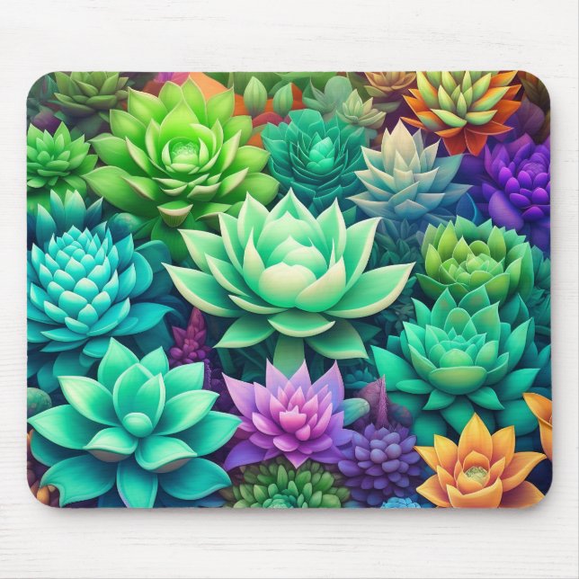 Tapis De Souris Collage Aloe Vera et Succulents (Devant)