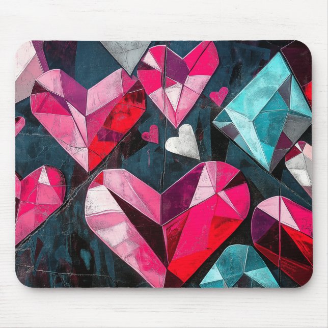 Tapis De Souris Collage cardiaque kaléidoscopique (Devant)