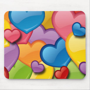 TAPIS DE SOURIS COLLAGE COLORÉ DE COEURS