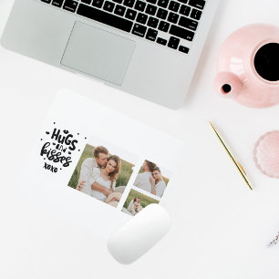 Tapis De Souris Collage Couple Photo & Hugs Et Baisers Phrase Love