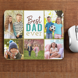 Tapis de souris Collage de 5 photos Meilleur Papa
