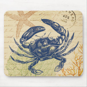 Tapis De Souris Collage de crabe bleu de bord de la mer