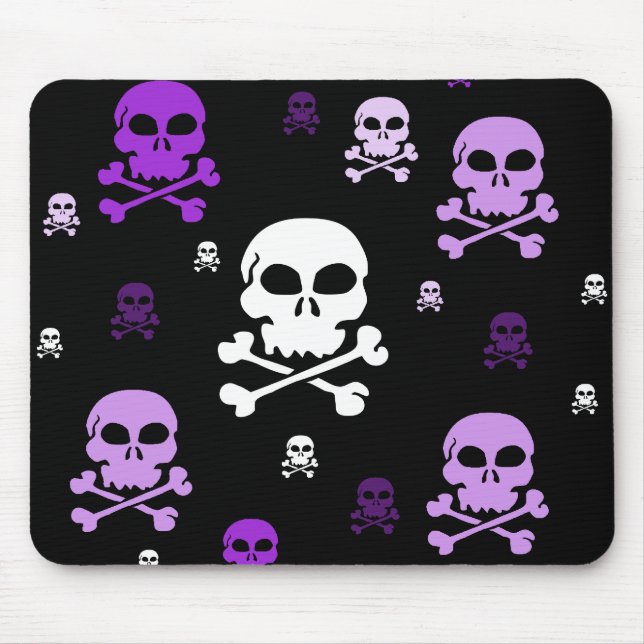 Tapis De Souris Collage de crânes de bande dessinée - pourpre (Devant)
