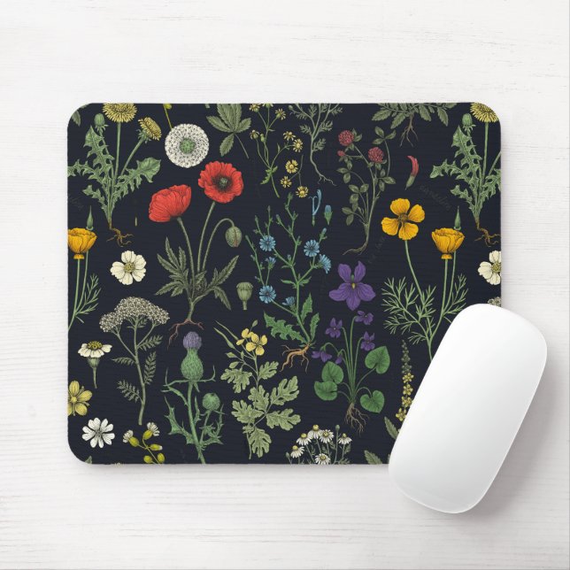Tapis De Souris Collage de fleurs sauvages (Avec souris)