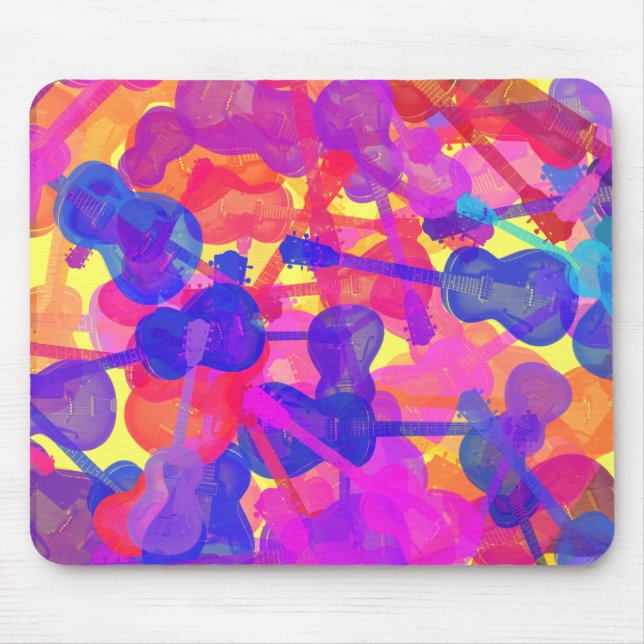 Tapis De Souris Collage de guitare coloré (Devant)