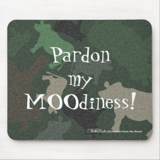 Tapis De Souris Collage de la vache CaMOOflage en vert