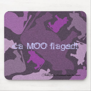 Tapis De Souris Collage de la vache CaMOOflage en violet