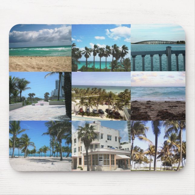 Tapis De Souris Collage de Miami - 50 nuances de bleu (Devant)