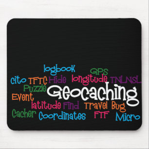 Tapis De Souris Collage de mot de Geocaching