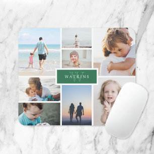 Tapis De Souris Collage de photos de famille simple et monogramme