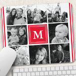 Tapis De Souris Collage de photos de la famille Monogramme rouge<br><div class="desc">Collage Photo Famille Monogram. Personnalisez ce design personnalisé avec votre propre monogramme initial ou texte.</div>