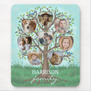Tapis De Souris Collage de photos familiales Arbre 8 photos + Nom