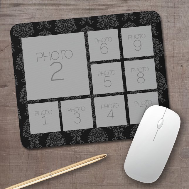 Tapis De Souris Collage de photos Instagram avec 9 photos (Personalized mouse pad with your photos and text)