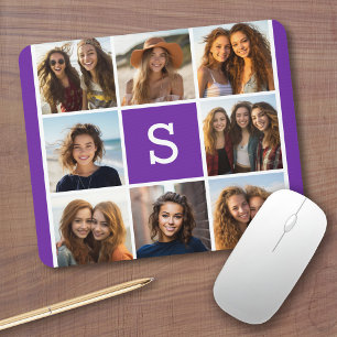 Tapis De Souris Collage de photos personnalisé avec monogramme Aub